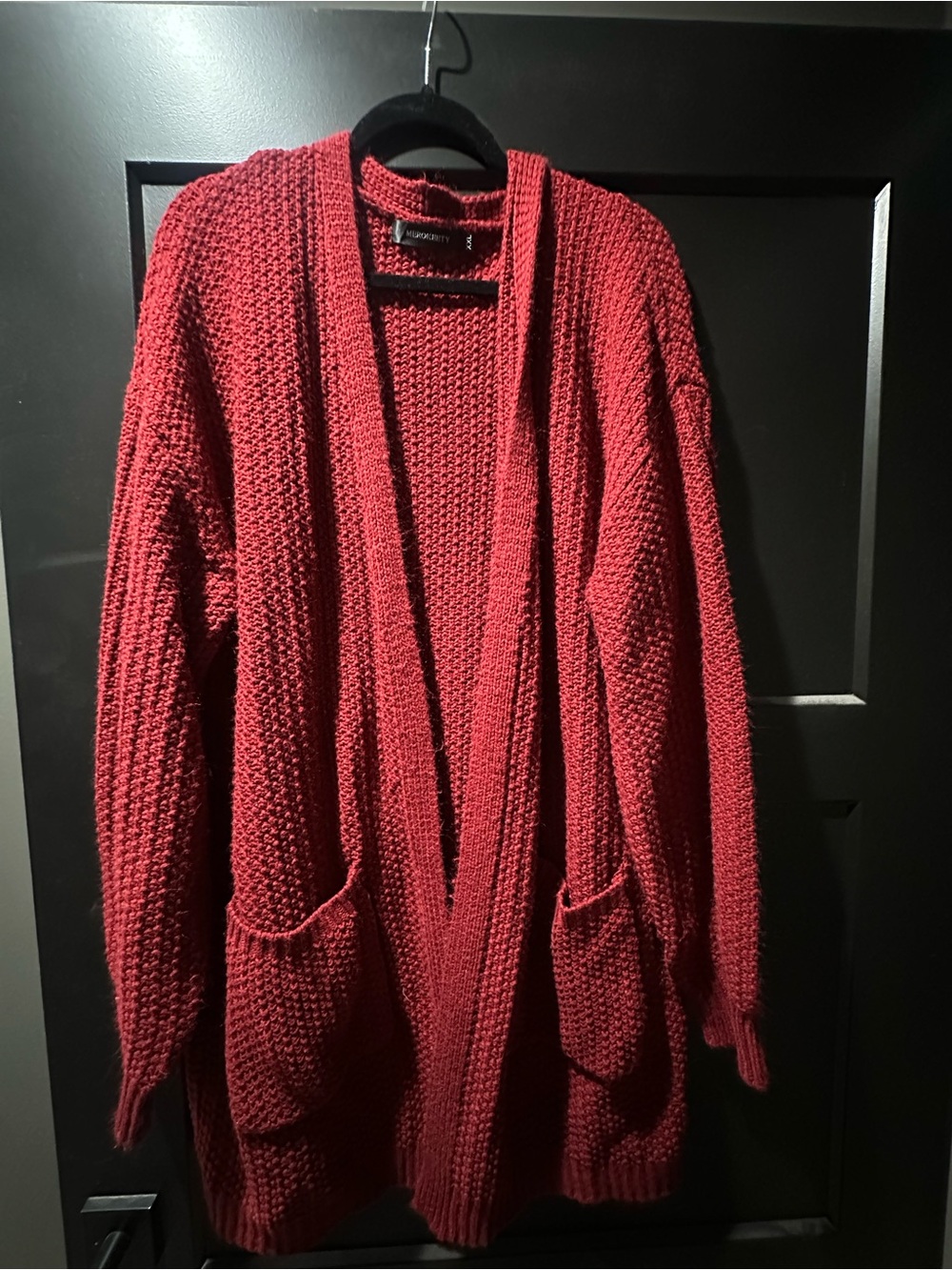 Cozy Chunky Knit Open Cardigan in Red